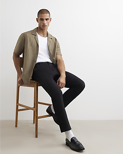 Black Slim Fit Chino Trousers