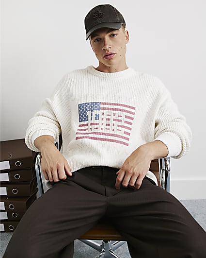 Beige Knit Prolific Regatta Crew Jumper