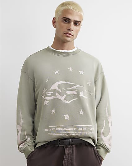 Khaki Cotton Blend Flame T-Shirt