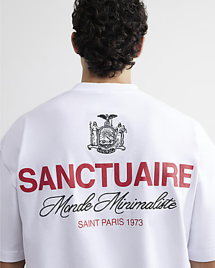 White Cotton Sanctuaire Crest T-Shirt