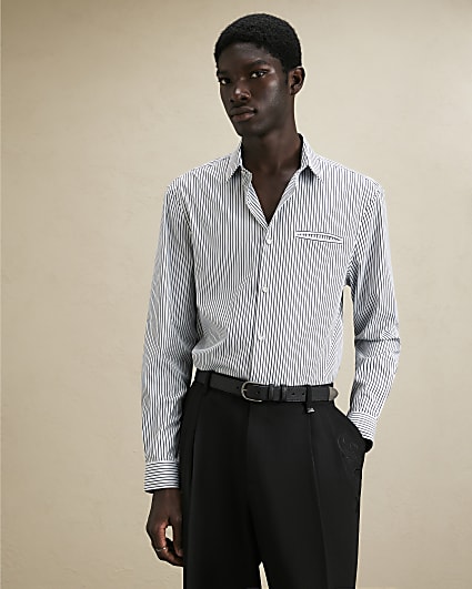 Blue Regular Fit Stripe Shirt