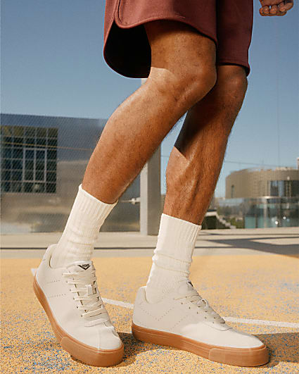 White Pony  Suede Gum Sole Lace Up Trainers