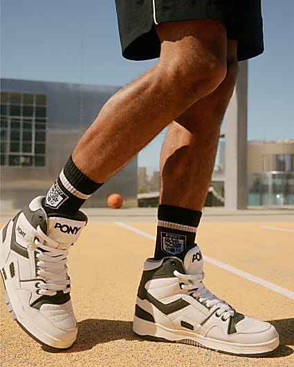 White Pony Leather High Top Trainers