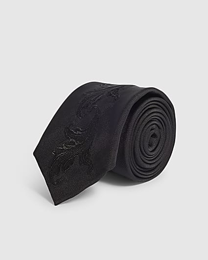 Black Ornate Embroidered Tie