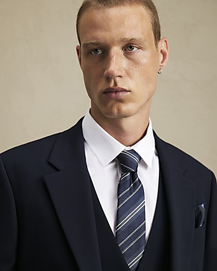 Navy Stripe Jacquard Tie