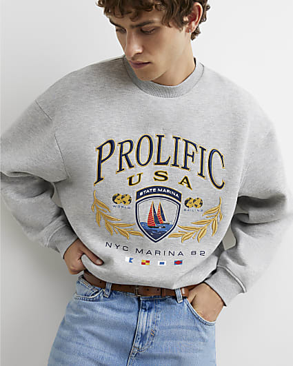 Grey Cotton Prolific Nautical Sweatshirt