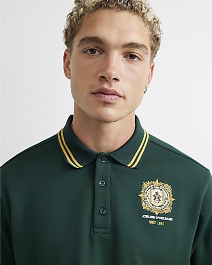 Green Cotton Atelier Crest Polo Shirt