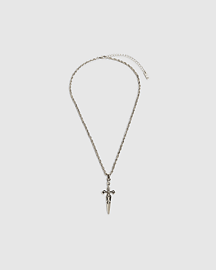 Silver Dagger Cross Necklace