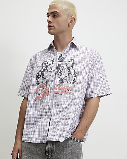 Brown Boxy Fit Check Chicago Shirt