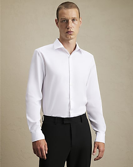 White Premium Slim Fit Pack Of 2 Shirts