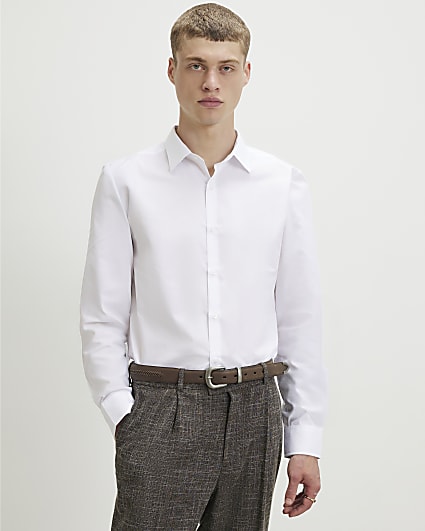 White Slim Fit Pack Of 2 Shirts
