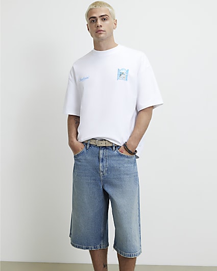 White Oversized Fit Santorini Scenic T-Shirt