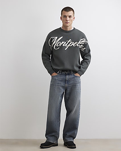Blue Baggy Fit Mid Wash Jeans