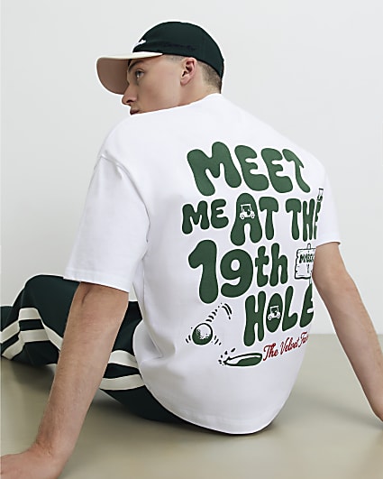White Oversized Fit 19th Hole Golf T-Shirt