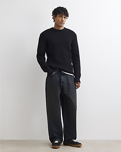 Blue Baggy Fit Dark Wash Jeans