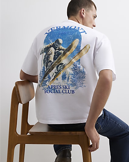 White Cotton Vermont Skier T-Shirt