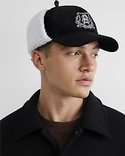 Black Faux Fur Lined Cap
