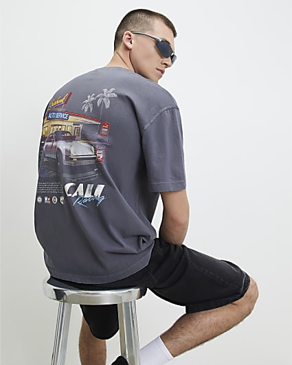 Grey Oversized Fit Cali Car T-Shirt