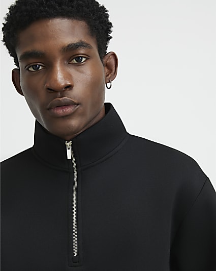 Black Premium Funnel Neck Sweatshirt