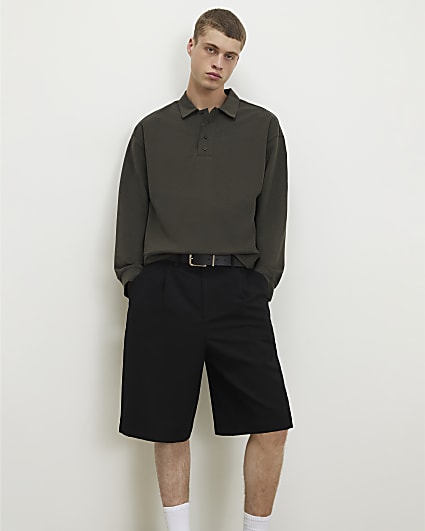 Khaki Oversized Fit Buttoned Polo Shirt