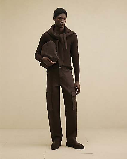 Brown Loose Fit Cargo Trousers