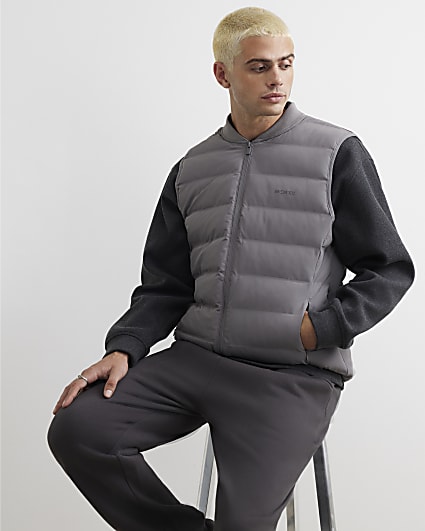 Grey Muscle Fit Cotton Gilet