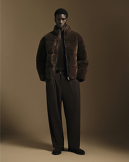 Brown Faux Fur Padded Puffa Jacket