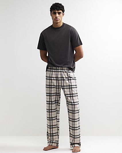Grey Woven Check Loungewear Set