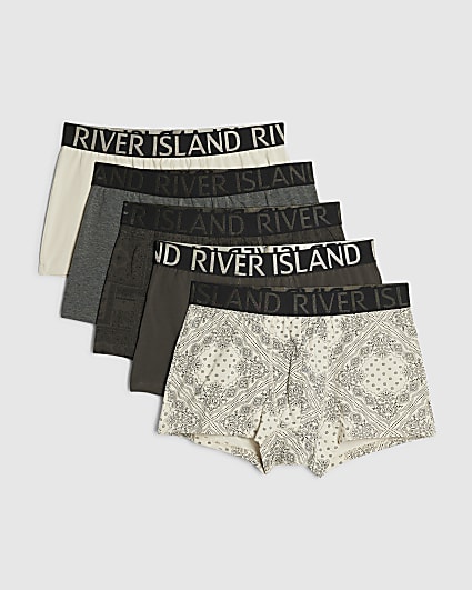 Black Paisley Bandana Print Pack Of 5 Trunks