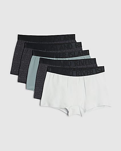Navy Monogram Print Pack Of 5 Trunks