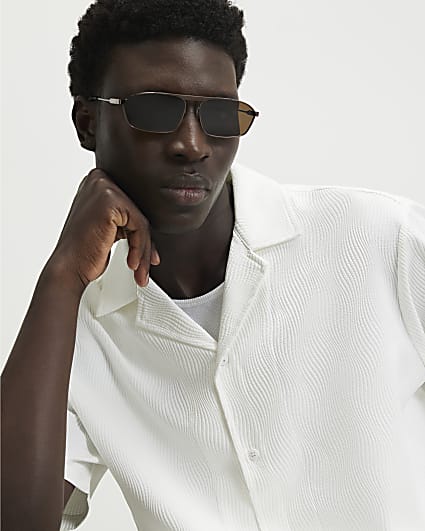 White Regular Fit Wavy Textured Shirt