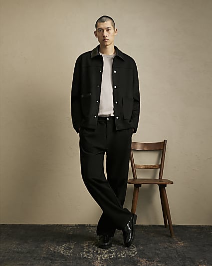 Black Regular Fit Faux Suede Jogger