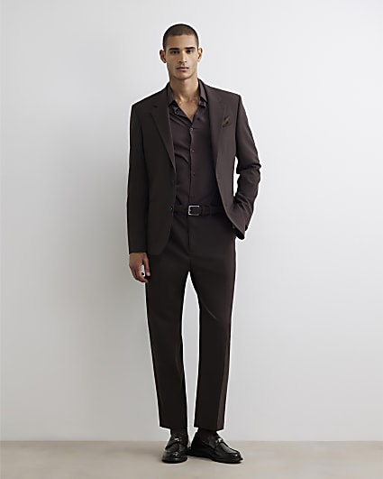 Brown Relaxed Fit Suit Trousers