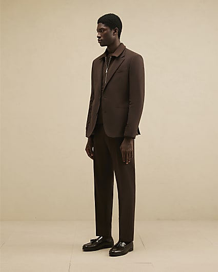 Brown Slim Fit Suit Trousers