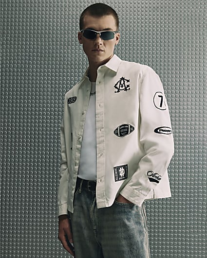 White Cotton Badged Club House Shirt