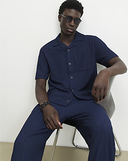 Navy Vertical Texture Shirt