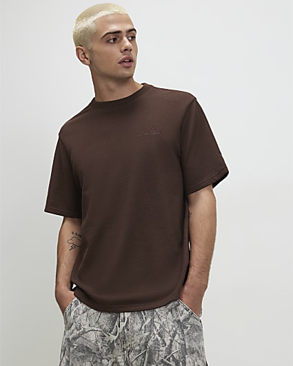 Brown Regular Fit Cotton Ame Saint T-Shirt