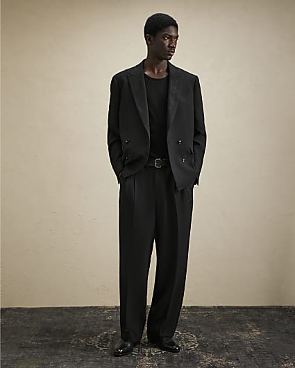 Black Embroidered Baroque Wide Leg Trousers