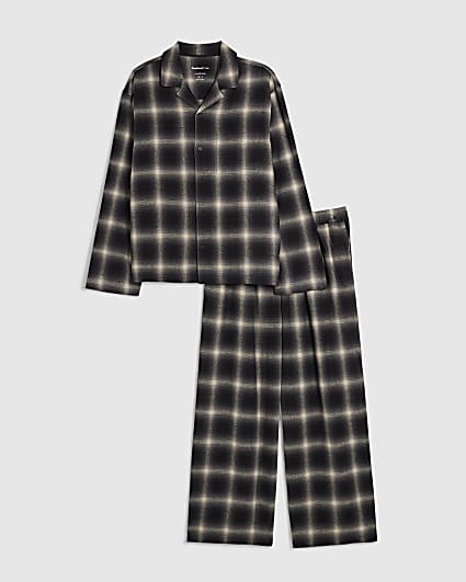 Black Blurred Check Pyjamas Set