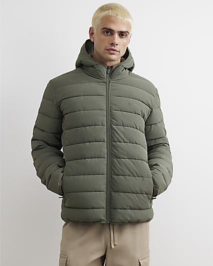 Green Muscle Fit Puffer Jacket