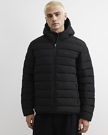 Black Muscle Fit Puffer Jacket