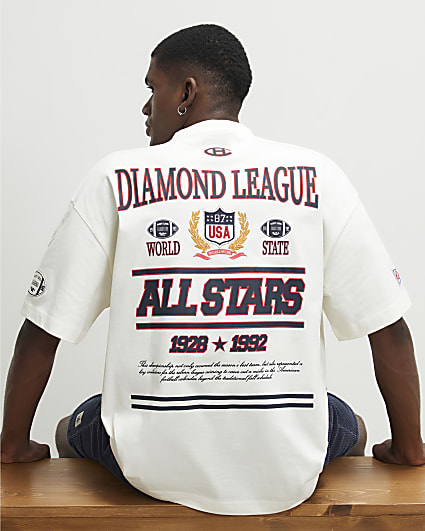 White Cotton Diamond League T-Shirt