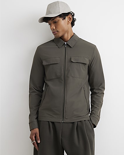 Green Muscle Fit Defined Shacket