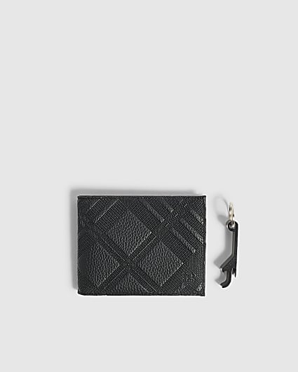 Black Check Print Wallet Gift Set