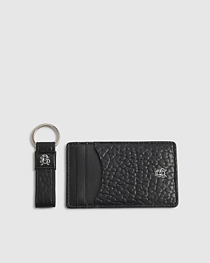Black Faux Leather Cardholder Gift Set
