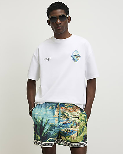 White Oversized Fit St Tropez Keyhole T-Shirt