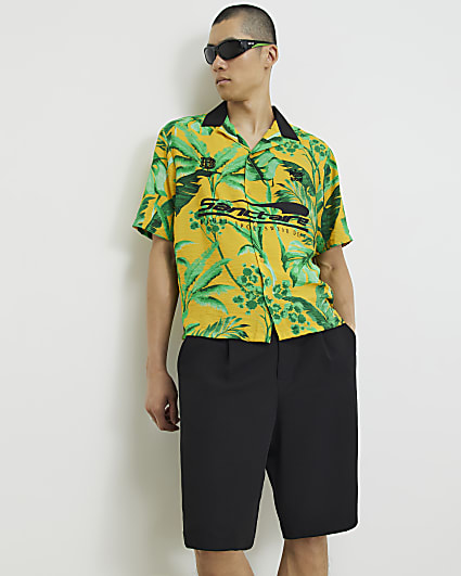 Yellow Short Sleeve Hawaiian Football Shirt