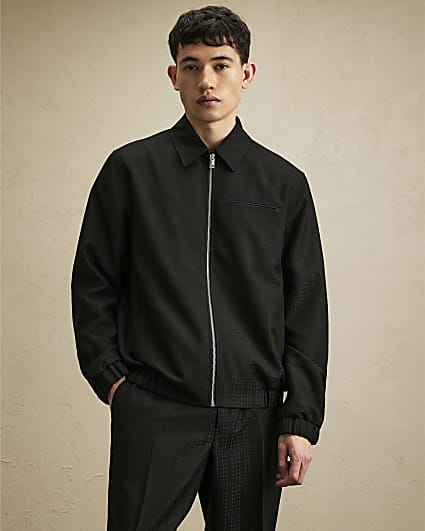 Black Check Harrington Jacket