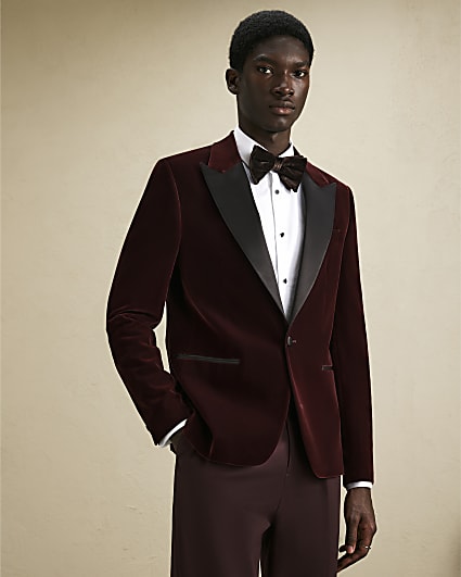 Burgundy Velvet Blazer Jacket