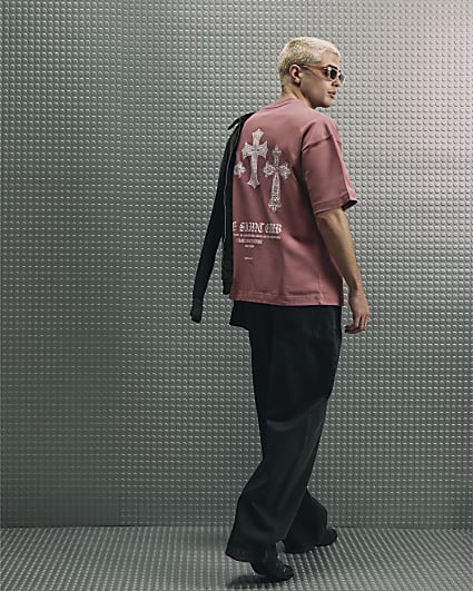 Pink Cotton Ame Saint Cross T-Shirt